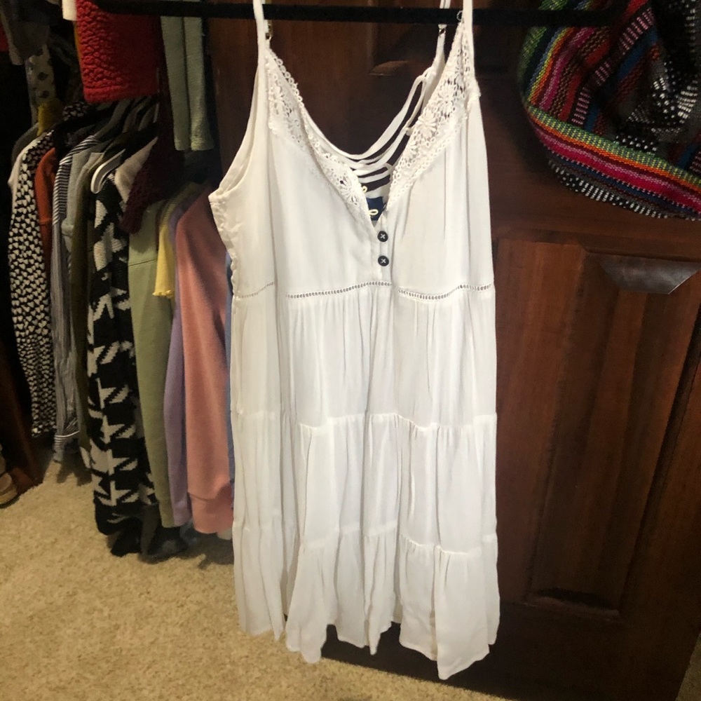 Spaghetti strapped white dress